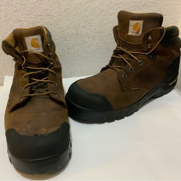 Carhartt Rugged Flex 6 Inch Waterproof Comp Toe Brown Leather Boots Size 14M - Picture 8 of 14